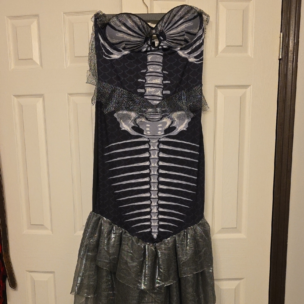 Skeleton Print Strapless Dress